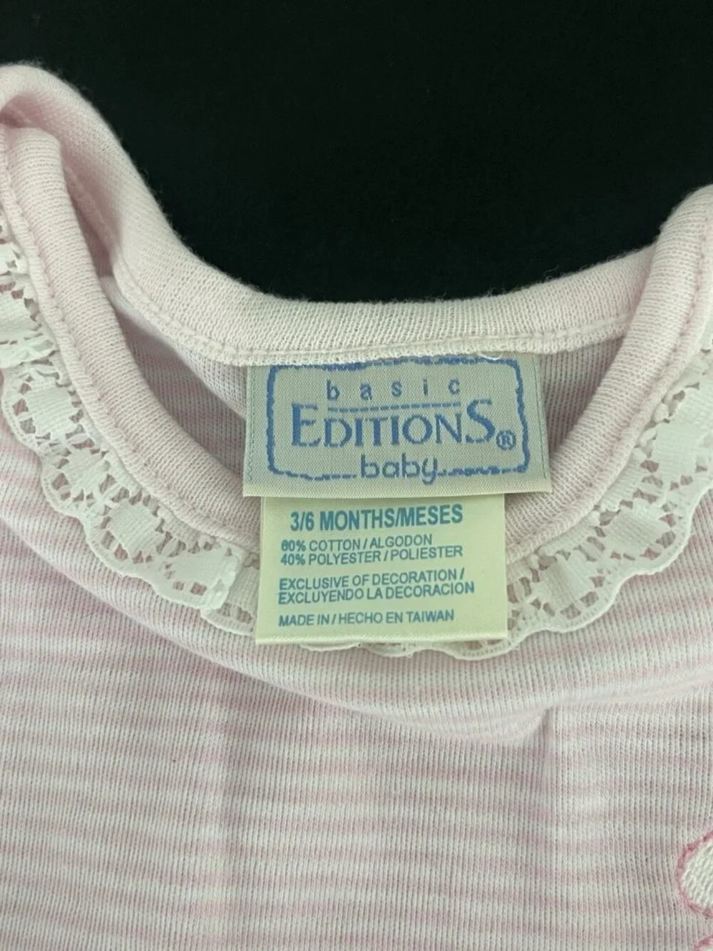 Vintage Basic Editions Baby Girl 3-6 months Pink Stripe Romper One Piece NWT